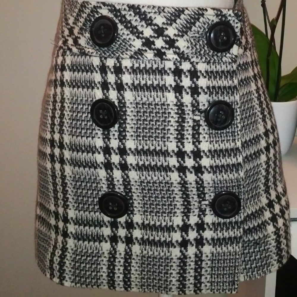 Express Black and White Plaid Mini Skirt